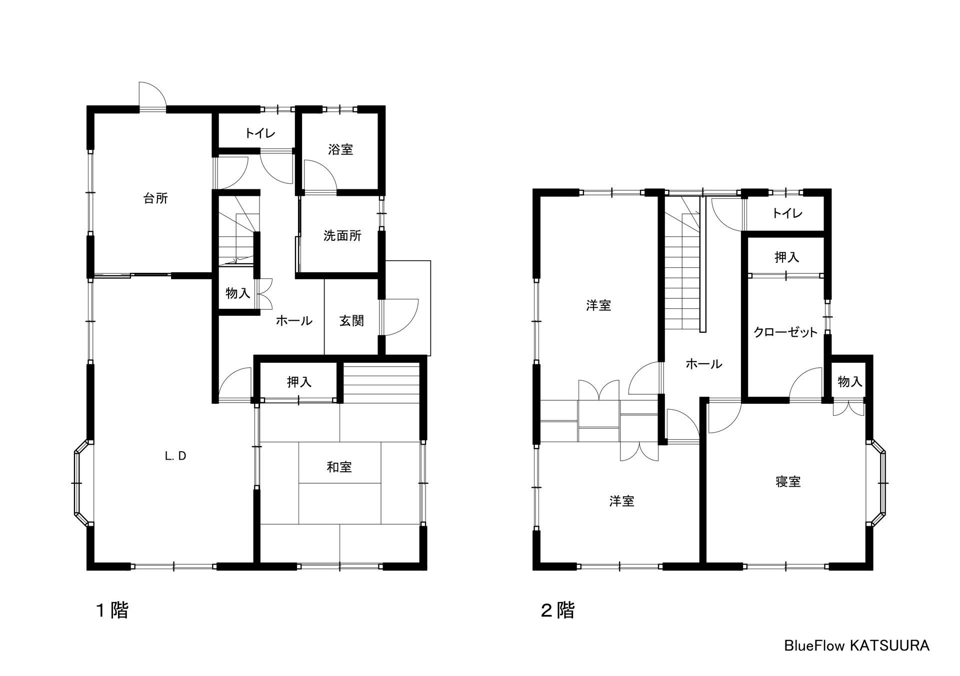 BlueFlow KATSUURAの1F・2F間取り図